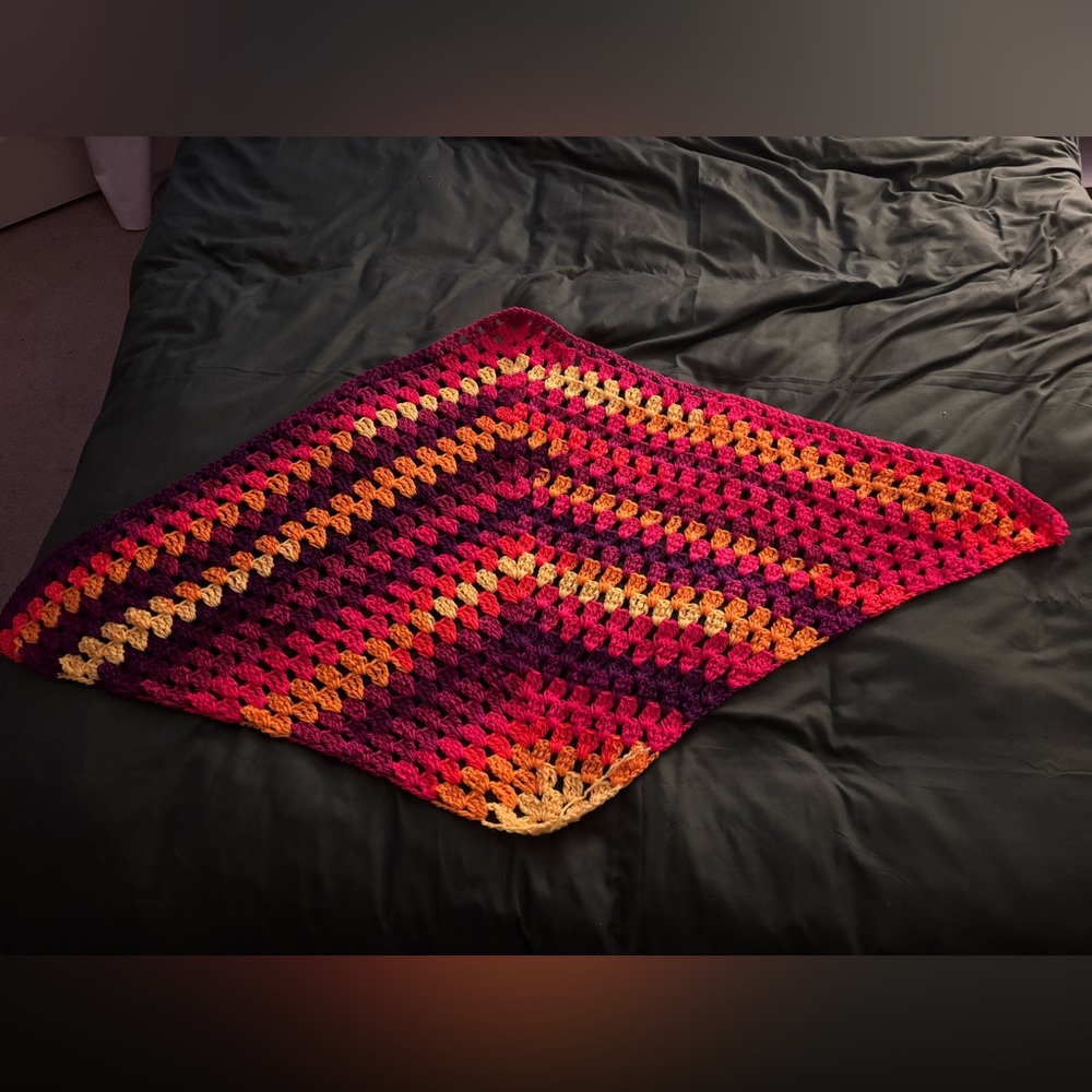 Handmade Crochet shawl in Red, Orange, and Yellow